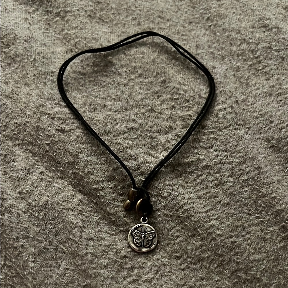 Alex and Ani Black Cord Bracelet with Butterfly Pendant
